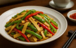 Weekly Buddhist Diet: Stir-Fried Tofu Skin with Green and Red Peppers